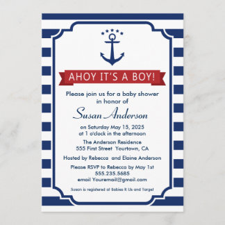 Ahoy! It's a Boy! Baby Shower Invitation