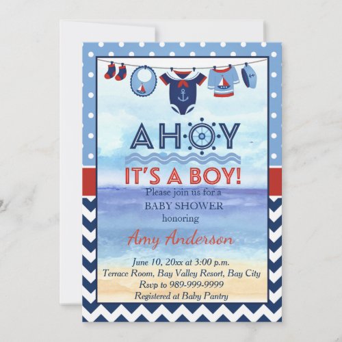Ahoy Its A Boy Baby Shower Invitation