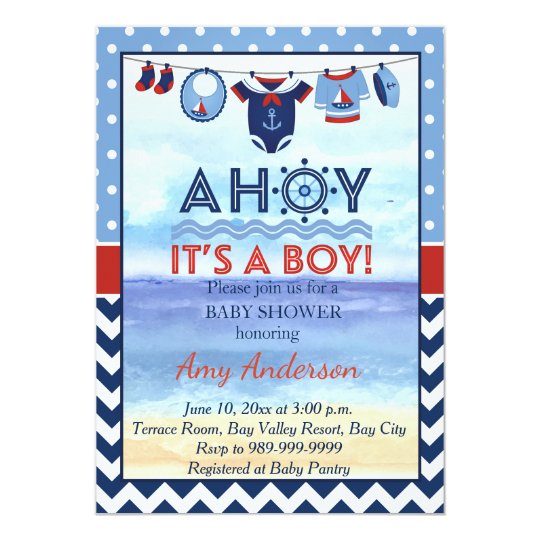 Ahoy Its A Boy Baby Shower Invitations Stationery Party Supplies