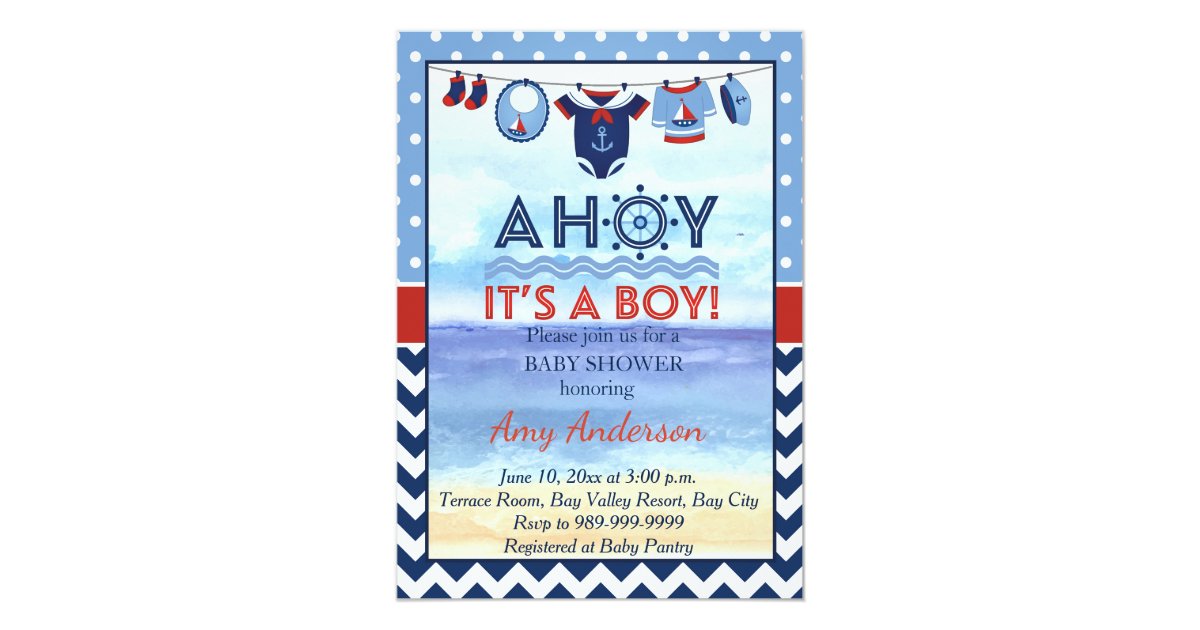 Ahoy It S A Boy Baby Shower Invitation Zazzle Com