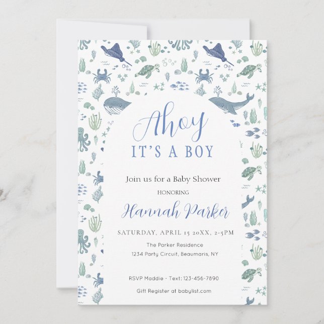 Ahoy it's a Boy Baby Shower Invitation (Front)