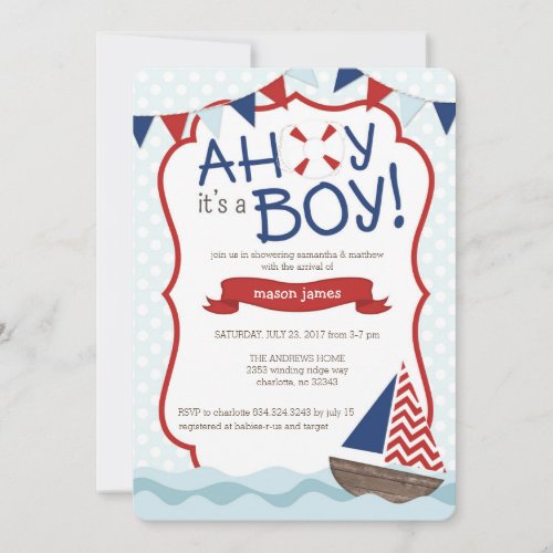 Ahoy its a BOY Baby Shower Invitation