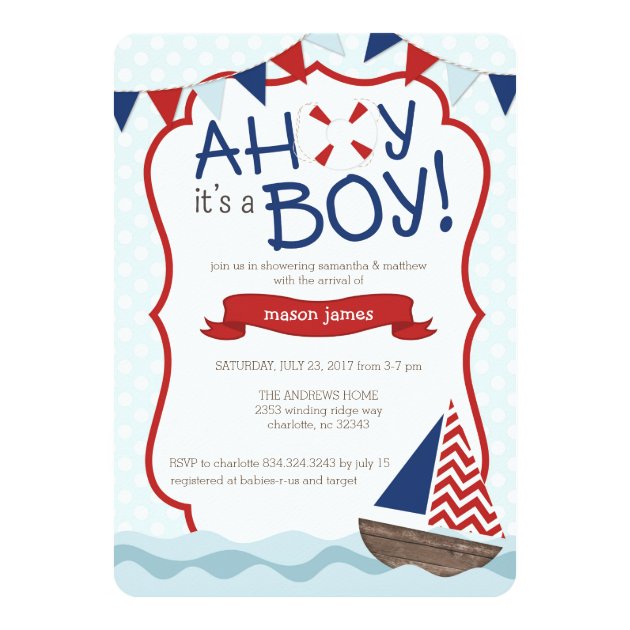 Ahoy It's A BOY! Baby Shower Invitation