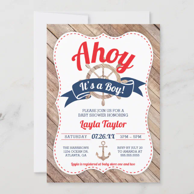 Ahoy It's A Boy Baby Shower Invitation | Zazzle