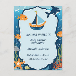 "Ahoy! It's a Boy_ Baby Shower Invitation  Postcard
