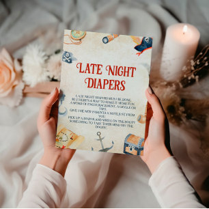 Ahoy It's A Boy Baby Shower Late Night Diapers Pedestal Sign