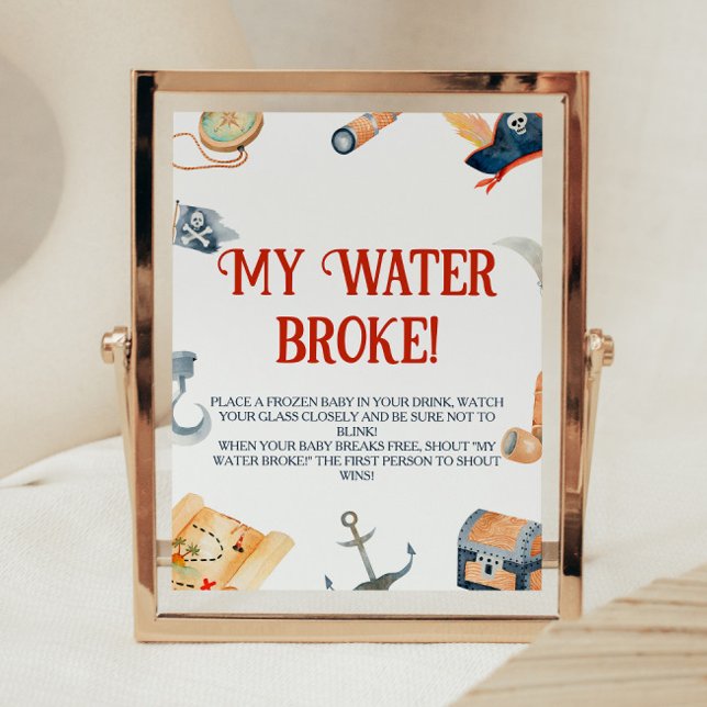 Ahoy It's A Boy Baby Shower My Water Broke Pedestal Sign (Creator Uploaded)