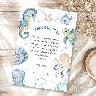 Ahoy It's A Boy Baby Shower Nautical Blue Ocean Thank You Card