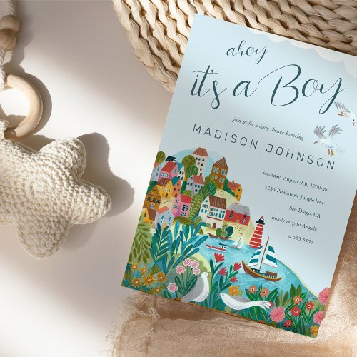 Ahoy its a boy baby shower party invitation
