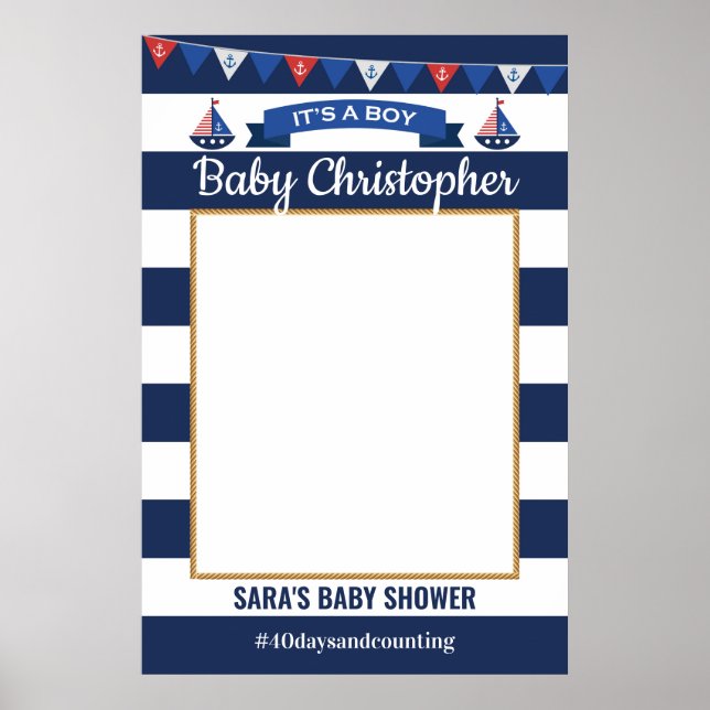Ahoy It's A Boy Baby Shower Photo Prop Frame Poster (Front)
