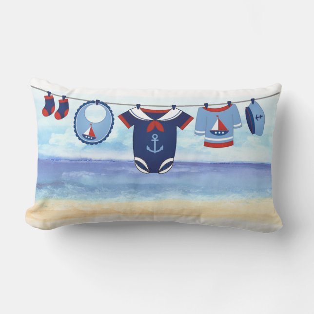 Ahoy It's A Boy Baby Shower Pillow (Front)