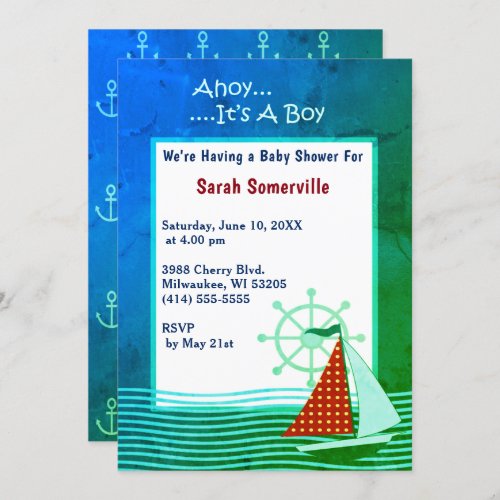 Ahoy Its a Boy Baby Shower Retro Invitation Card