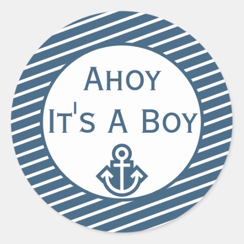 Ahoy Its A Boy Baby Shower Sticker