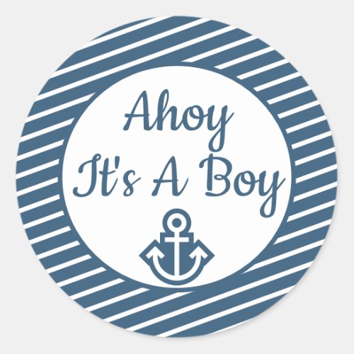 Ahoy Its A Boy Baby Shower Sticker