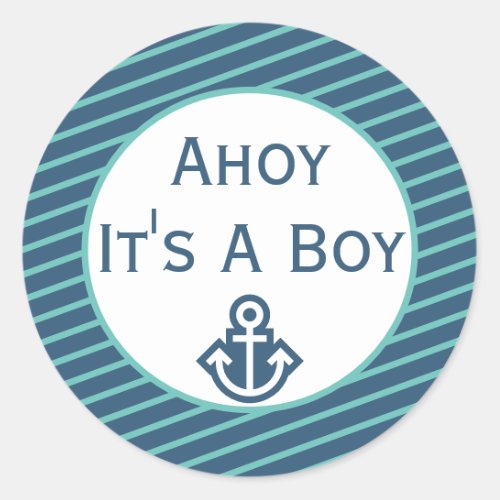 Ahoy Its A Boy Baby Shower Sticker