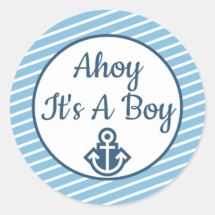 Ahoy It's A Boy Baby Shower Sticker