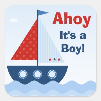 Ahoy Its A Boy Baby Shower Sticker by eventfulcards at Zazzle