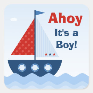 Ahoy Its a Boy Baby Shower Sticker