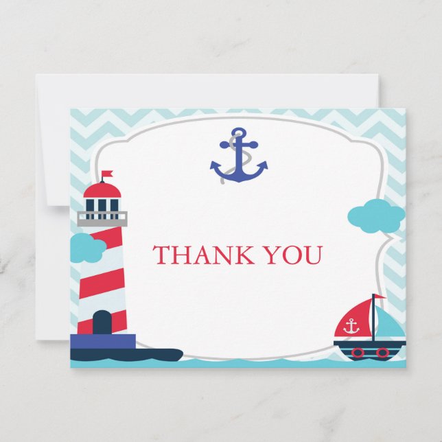 Ahoy It's A Boy baby Shower Thank You Card (Front)