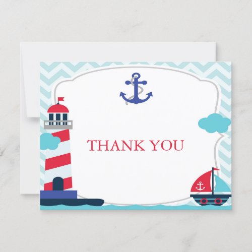 Ahoy Its A Boy baby Shower Thank You Card