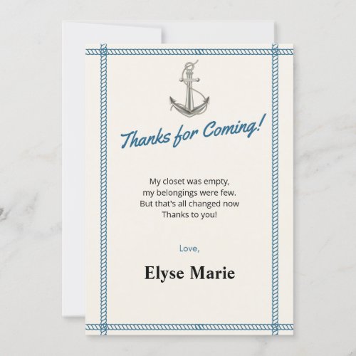 Ahoy Its a Boy Baby Shower Thank You Card