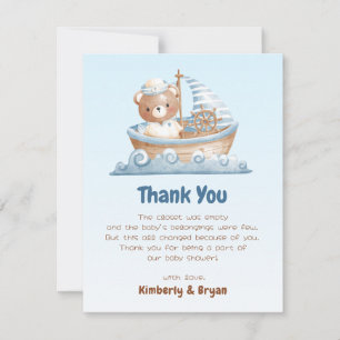 Ahoy Its A Boy Baby Shower Thank You Cards Bear