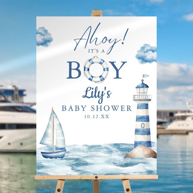 Ahoy Its A Boy Baby Shower Welcome Sign (Ahoy Its A Boy Baby Shower Welcome Sign)