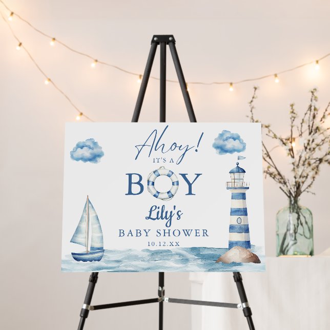Ahoy Its A Boy Baby Shower Welcome Sign (In Situ (Stand))