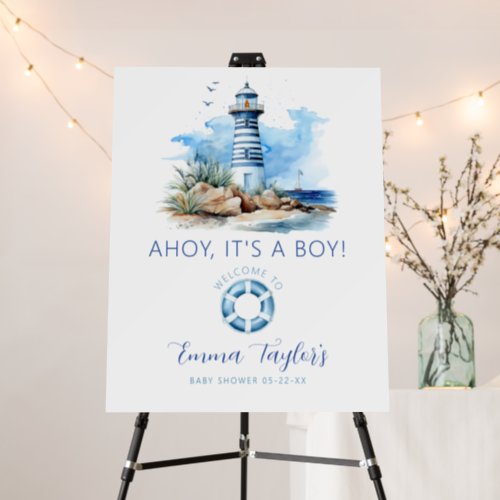 Ahoy Its A Boy Baby Shower Welcome Sign