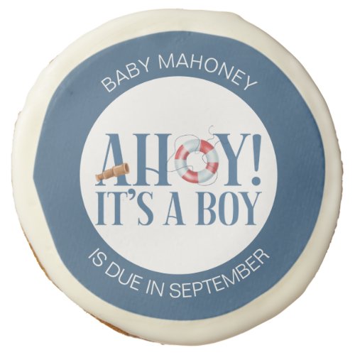 Ahoy Its a Boy Blue and White Baby Due Date