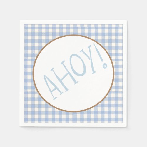 Ahoy its a boy blue and white baby  napkins