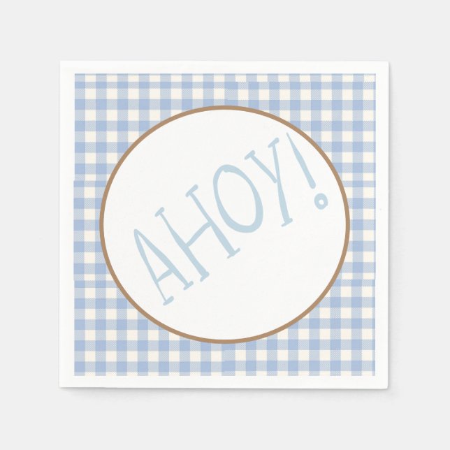 Ahoy it's a boy blue and white baby  napkins (Front)