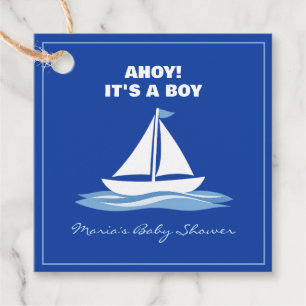 Ahoy It's a Boy! Blue Nautical Boat Baby Shower Favor Tags