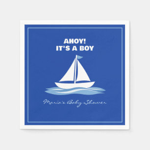 Ahoy It's a Boy! Blue Nautical Boat Baby Shower Napkins