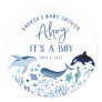 Ahoy It's a Boy Blue Under the Sea Baby Shower Classic Round Sticker