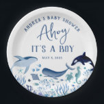 Ahoy It's a Boy Blue Under the Sea Baby Shower Paper Plates<br><div class="desc">Ahoy It's a Boy Blue Under the Sea Baby Shower Paper Plates</div>
