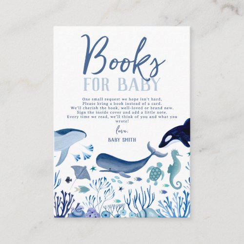 Ahoy Its a Boy Blue Under the Sea Books for Baby Enclosure Card