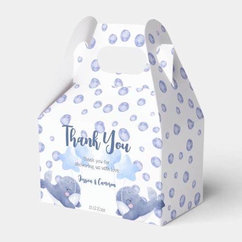 Ahoy its a boy blue whale baby shower custom favor boxes