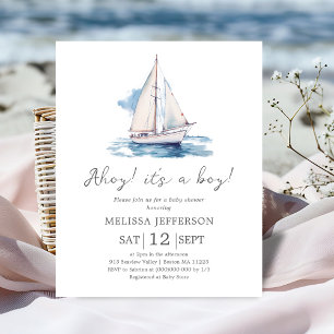 Ahoy it's a Boy Boat Baby Shower Budget Invitation