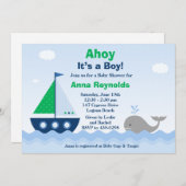 Ahoy Its a Boy Boat Baby Shower Invitation (Front/Back)