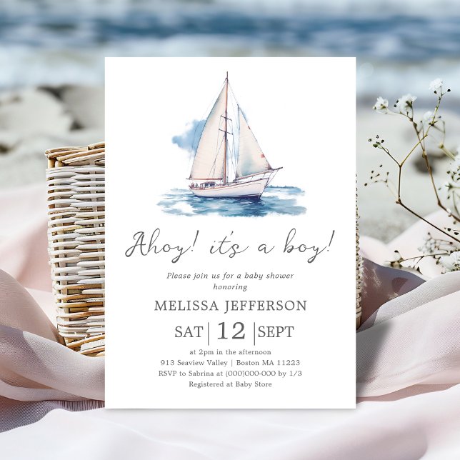 Ahoy it's a Boy | Boat Baby Shower Invitation (Creator Uploaded)