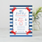 Ahoy It's A Boy Crab Nautical Theme Baby Shower Invitation (Standing Front)