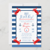 Ahoy It's A Boy Crab Nautical Theme Baby Shower Invitation (Front)
