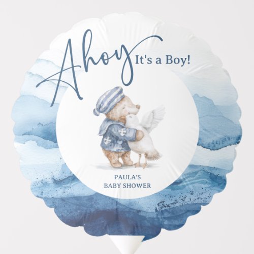 Ahoy Its a Boy Cute Nautical Baby Shower Balloon