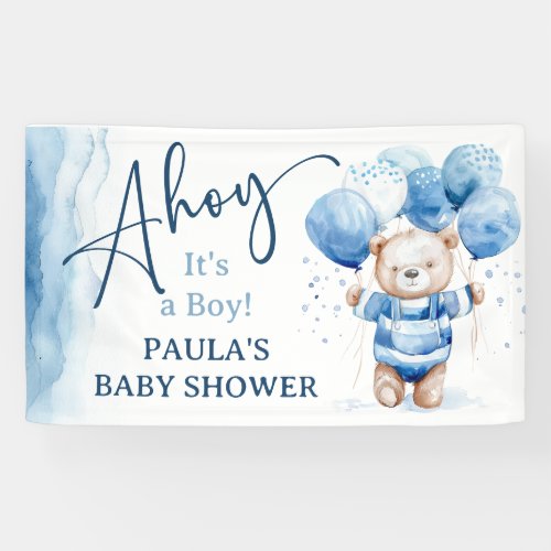 Ahoy Its a Boy Cute Nautical Baby Shower Banner