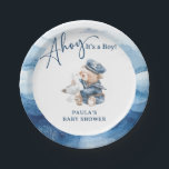 Ahoy It's a Boy Cute Nautical Baby Shower Paper Plates<br><div class="desc">Ahoy,  It's a Boy! Cute Nautical Baby Shower paper plates. Design features a blue watercolor background,  with an adorable sailor bear hugging a seagull. Matching items available in our 'Ahoy,  It's a Boy' Baby Shower Collection.</div>