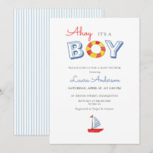 Ahoy It's a Boy cute sailboat Boy Baby Shower