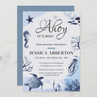 Ahoy, It's a Boy cute Under the Sea Baby Shower Invitation