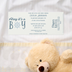 Ahoy It's a Boy Diaper Raffle Baby Shower Tickets