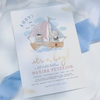 Ahoy It's A Boy Elephant Sailboat Baby Shower